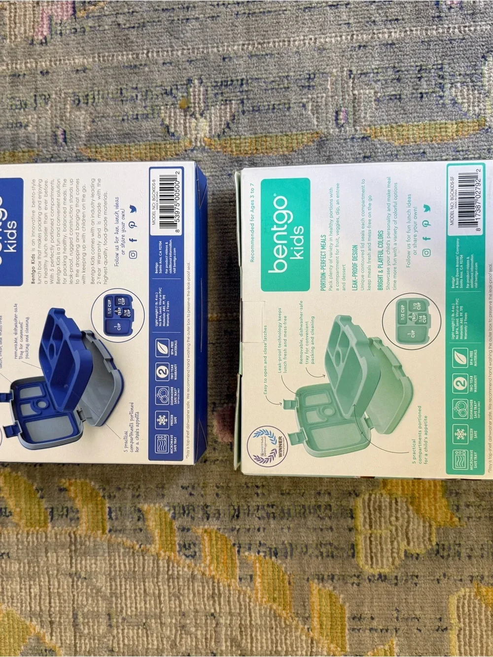NWT Bentgo Kids Blue 5-Compartment Leak-Proof Bento Lunch Box SET OF 2